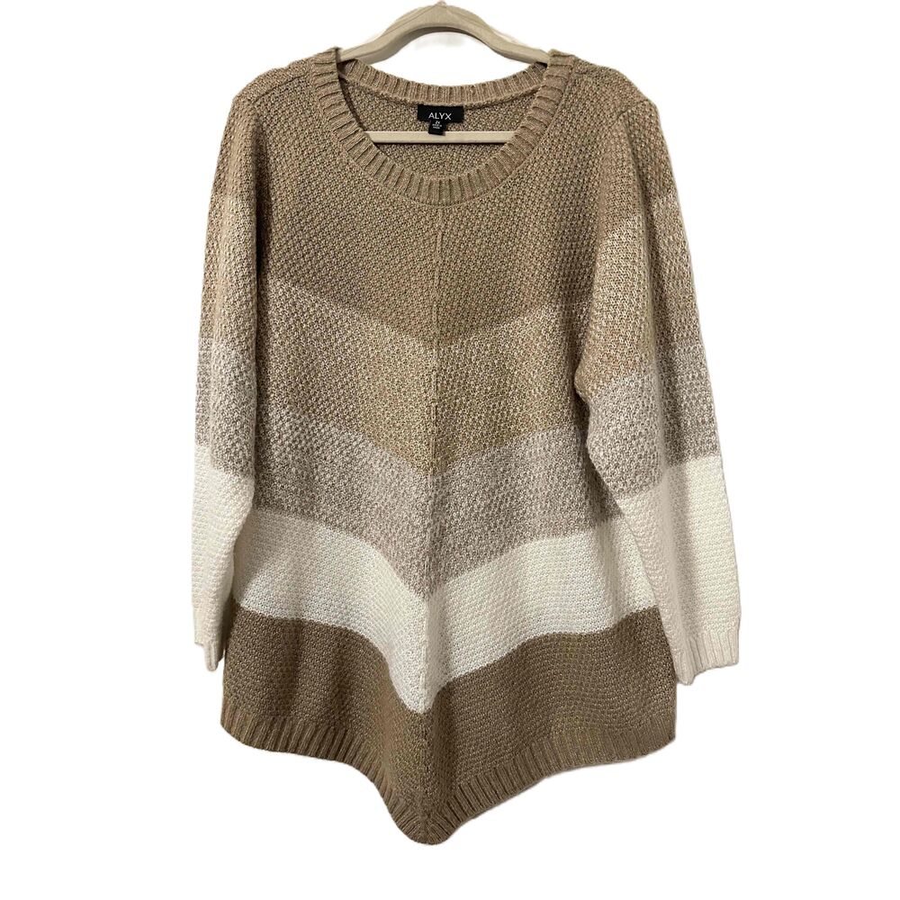 Alyx Sweater Womens Size 2X Chevron Pattern Brown Knit Long Sleeve Striped Ombre